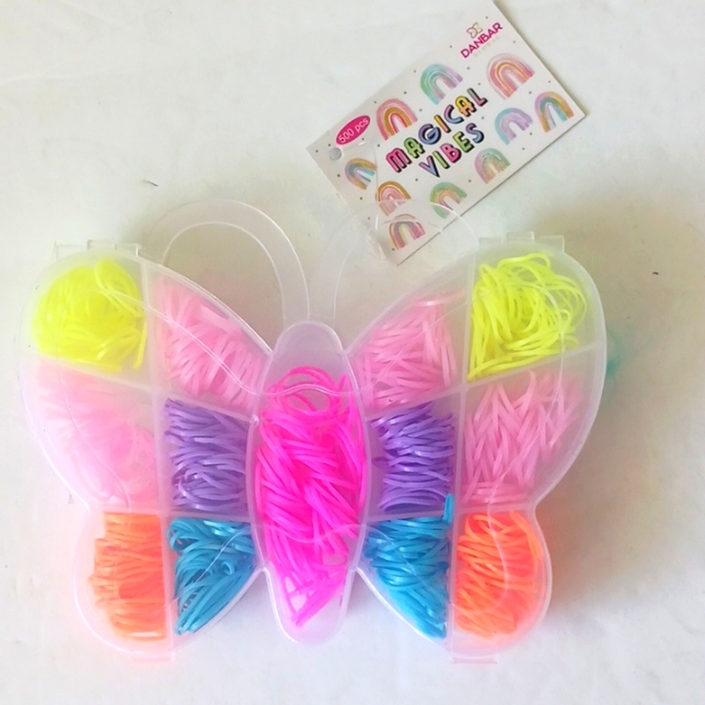 Danbar Girls Magic Vibes Girls Hair Rubber Band Set Butterfly-500pc